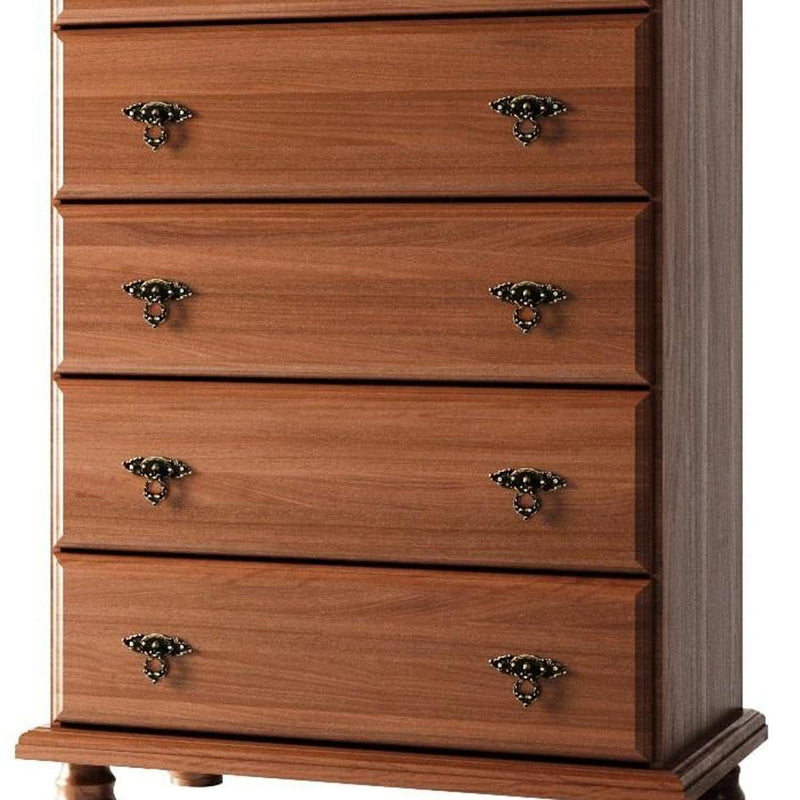 Solid Wood Five Drawer Dresser (760732) - Coffee