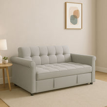 Load image into Gallery viewer, Compact Loveseat With Trundle Sleeper And Storage Pocket - Gray
