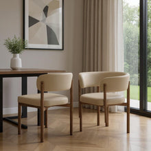 Load image into Gallery viewer, Faux Leather Solid Wood Open Back Dining Side Chairs (Set of 2) - Beige / Brown
