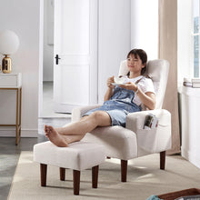 Load image into Gallery viewer, Living Room Sofa Single Chair And Ottoman, Modern Multi-Function Fabric Living Room Sofa Lounge Chair Bed And Stool. Soft Leisure Single Chair Adjustable Into 5 Angles With Sofa Bed
