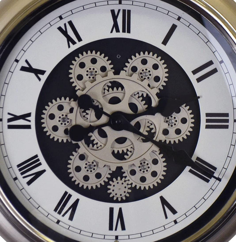 Skeleton Exposed Gear Pocket Watch Wall Clock - Champagne / White / Black