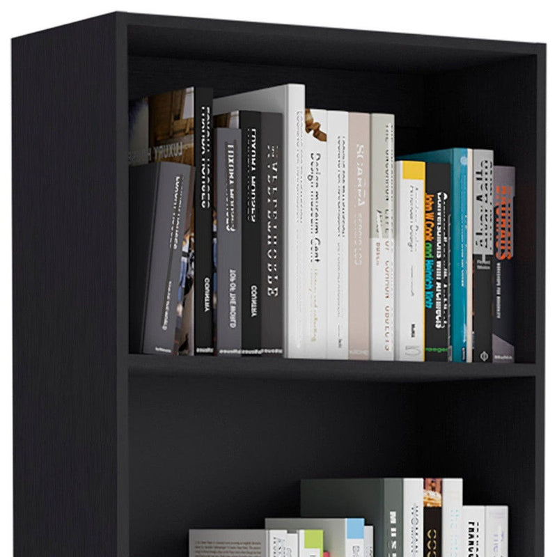 Four Tier Bookcase With Two Doors - Black