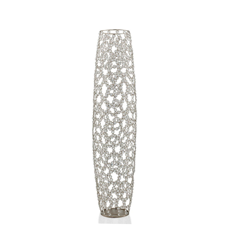 Oval Floor Vase With Faux Crystals (480047) - Silver
