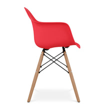 Load image into Gallery viewer, Heavy Duty Plastic Solid Wood Dining Arm Chair - Red
