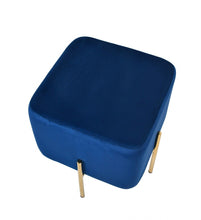 Load image into Gallery viewer, Velvet Cube Ottoman - Blue / Gold
