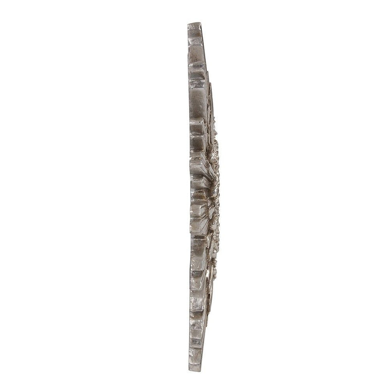 Oval Antiqued Leaf Finish Mirror - Silver