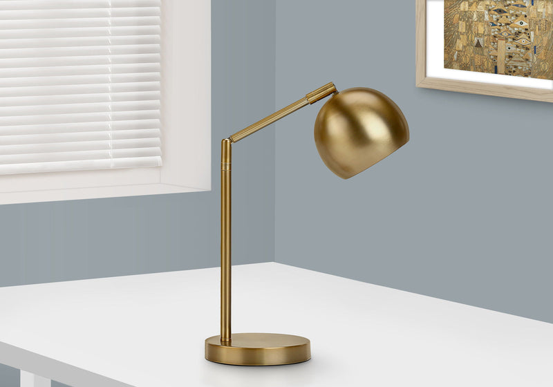 Metal Round Table Lamp With Gold Dome Shade - Gold