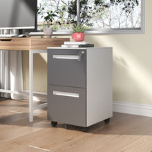 Load image into Gallery viewer, 2-Drawer Mobile File Cabinet With Lock,On 360° Wheels, Holds A4/Letter/Legal Files - White
