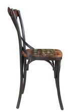 Load image into Gallery viewer, Metal Wood Cross Back Dining Side Chairs (Set of 2) - Black / Brown
