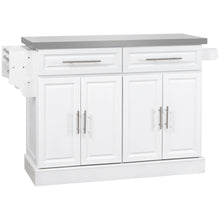 Load image into Gallery viewer, Homcom - Rolling Kitchen Island With Storage, Portable Kitchen Cart With Stainless Steel Top, 2 Drawers, Spice, Knife And Towel Rack And Cabinets
