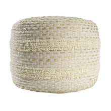 Load image into Gallery viewer, Cotton Blend Round Striped Pouf Ottoman - Natural And Ivory
