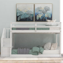 Load image into Gallery viewer, Twin Over Twin Floor Bunk Bed, Ladder With Storage
