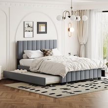 Load image into Gallery viewer, Platform UpholsteredBed With 2 Drawers And Twin Long Trundle
