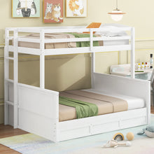 Load image into Gallery viewer, Wood Twin over Full Bunk Bed with Hydraulic Lift Up Storage, White
