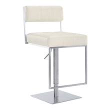Load image into Gallery viewer, Faux Leather Swivel Low Back Adjustable Height Bar Chair - White / Silver
