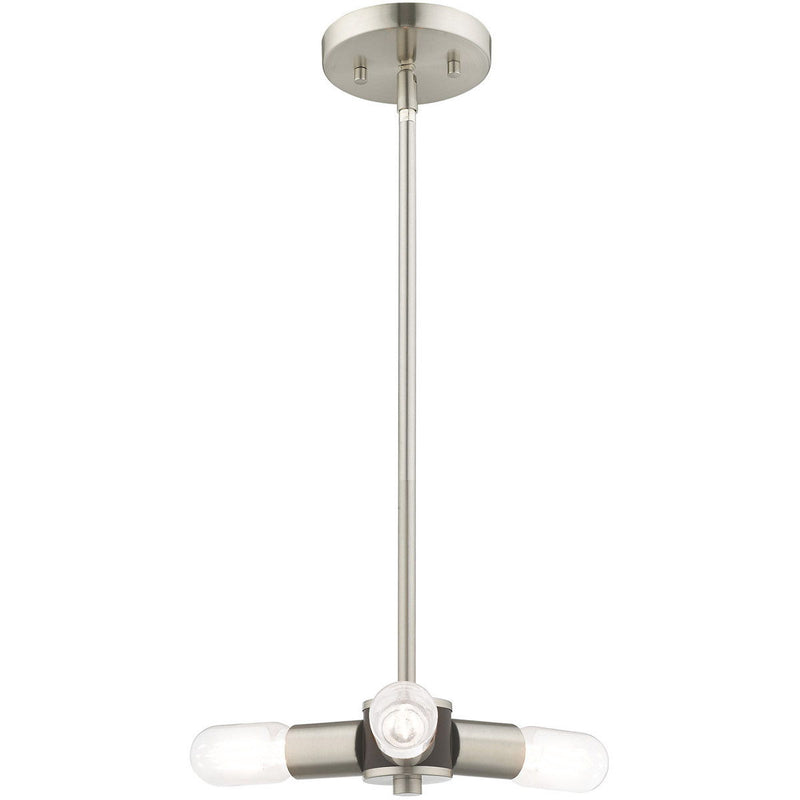 5" Three Light Dimmable Chandelier With Shades - Nickel