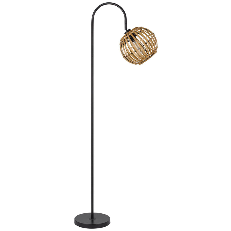 Traditional Shaped Floor Lamp With Brown Globe Shade - Black