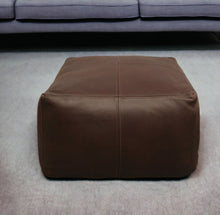 Load image into Gallery viewer, Leather Square Pouf Ottoman - Dark Brown
