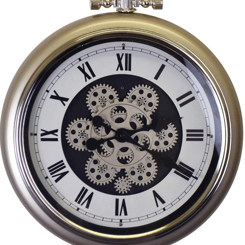 Skeleton Exposed Gear Pocket Watch Wall Clock - Champagne / White / Black