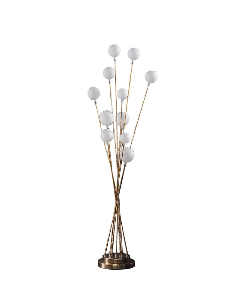 Eleven Light LED Metal Floor Lamp - Antiqued Gold