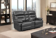 Load image into Gallery viewer, Faux Leather Love Seat With Storage Manual Reclining - Gray

