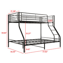 Load image into Gallery viewer, Heavy Duty Twin-Over-Full Metal Bunk Bed, Easy Assembly with Enhanced Upper-Level Guardrail, Black
