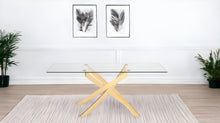 Load image into Gallery viewer, 63" Rectangular Glass And Stainless Steel Dining Table - Clear
