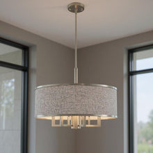 Load image into Gallery viewer, 20" Seven Light Dimmable Chandelier With Shades - Nickel / Pearl Silver
