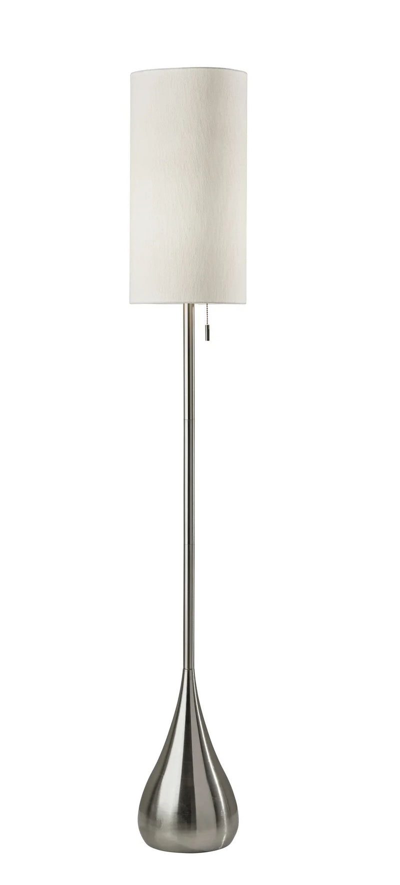 Traditional Shaped Floor Lamp With Drum Shade - Silver / White