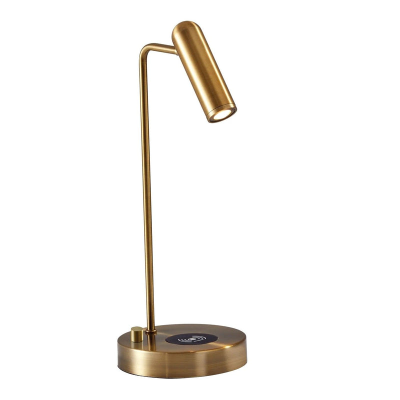 Metal LED Desk Lamp With USB And Wireless Charging - Brass