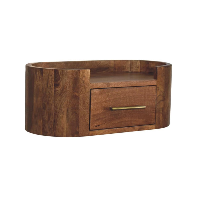 Solid Wood One Drawer Floating Nightstand (755324) - Brown
