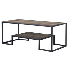 Load image into Gallery viewer, Paper Veneer And Metal Rectangular Coffee Table With Shelf - Black And Rustic Oak

