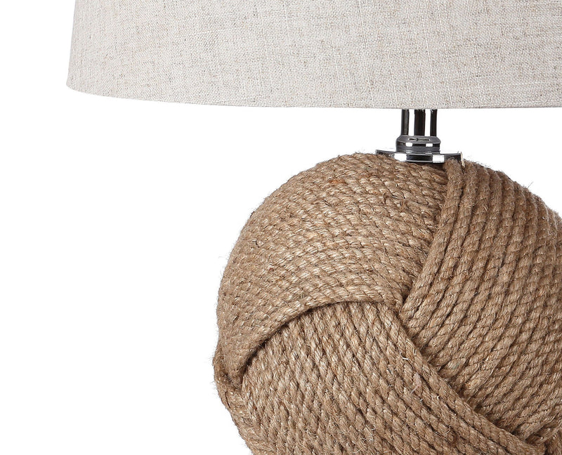 Globe Table Lamp With Drum Shade - Brown