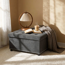 Load image into Gallery viewer, Square Tufted Storage Ottoman With Nailhead Trim
