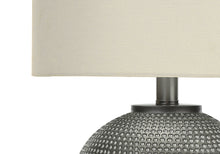 Load image into Gallery viewer, Round Table Lamp With Ivory Drum Shade - Gray
