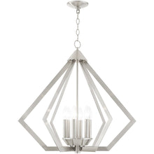 Load image into Gallery viewer, 25" Six-Light Dimmable Chandelier With Shades - Nickel
