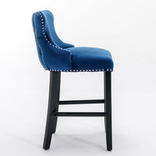 Load image into Gallery viewer, Contemporary Upholstered Wing-Back Barstools With Button Tufted Decoration And Wooden Legs, And Nailhead Trim, Leisure Style Bar Chairs, Bar Stools (Set of 2)
