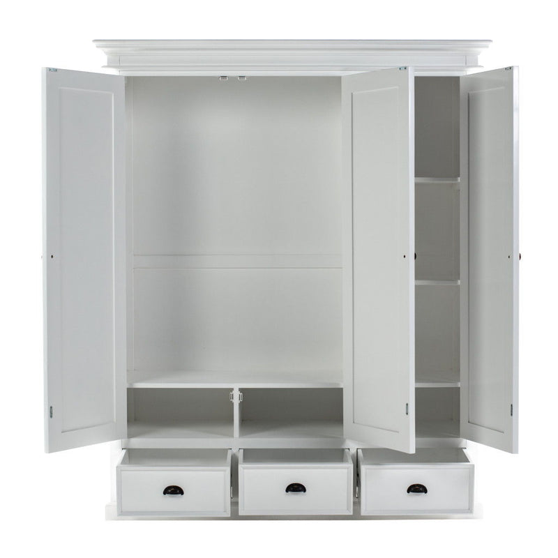 Solid Wood Frame Standard Curio Cabinet With Six Shelves - Off-White