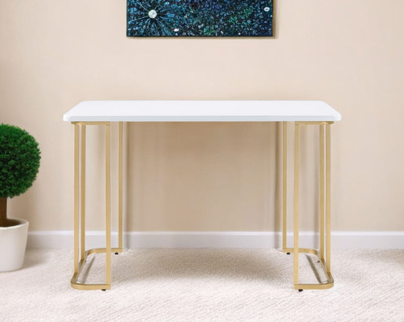 48" Writing Desk - White And Gold