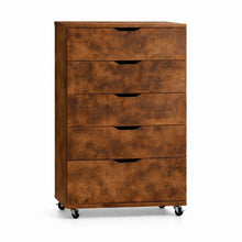 Load image into Gallery viewer, Modern 5 Drawer Dresser With Wheels
