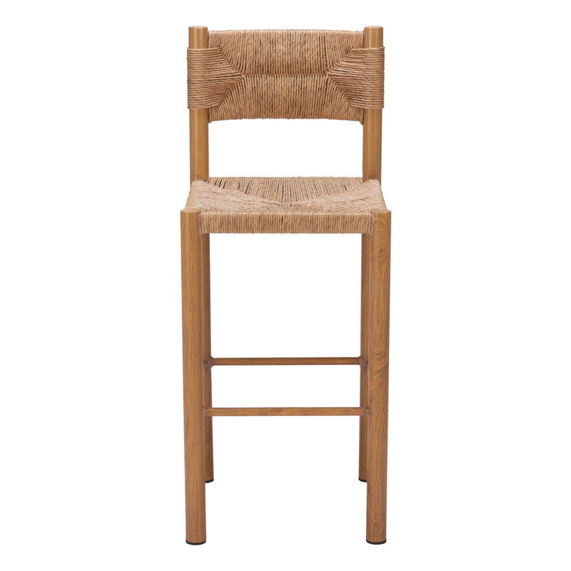 Rattan Aluminum Low Back Bar Height Bar Chairs (Set of 2) - Natural