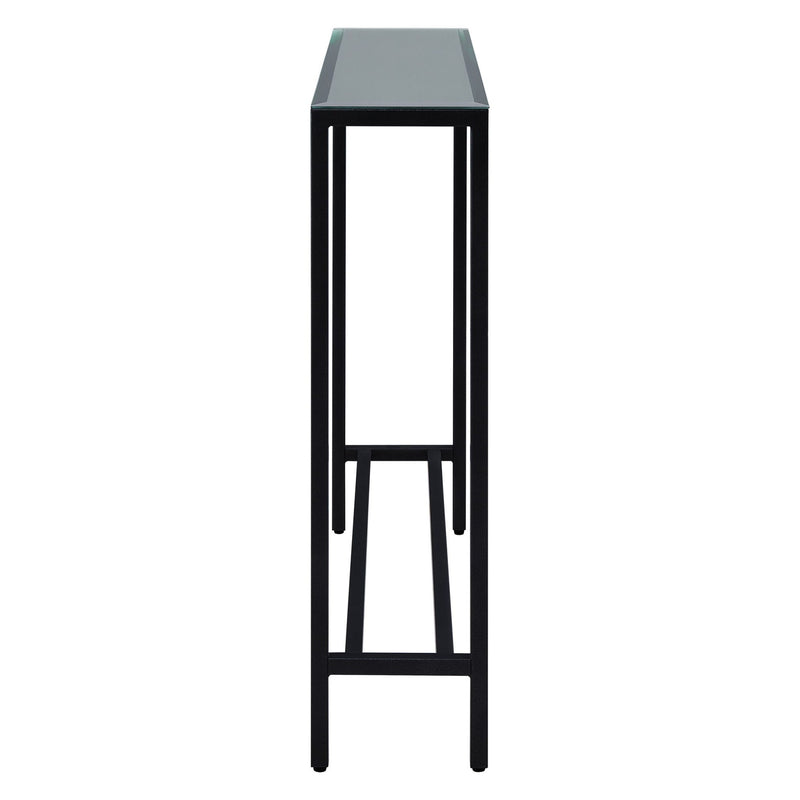 36" Mirrored Glass Console Table - Black