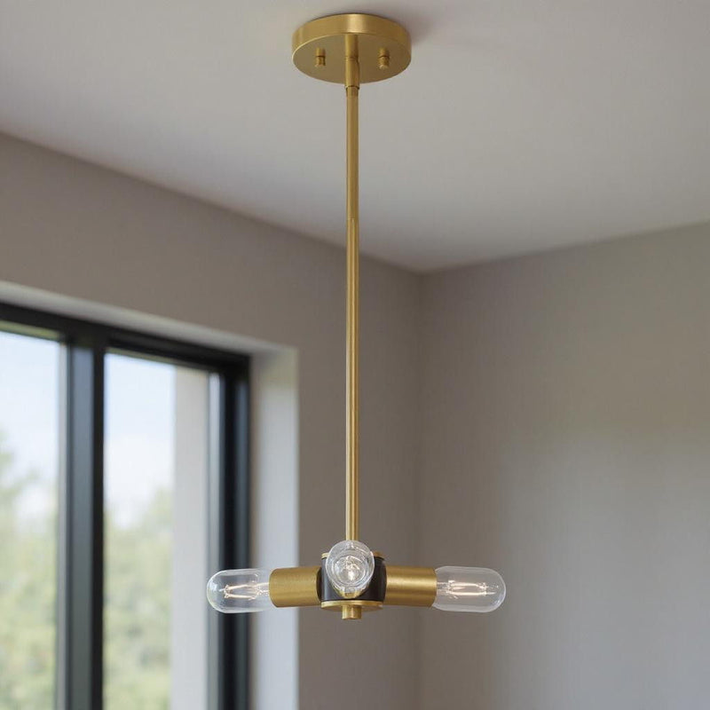 5" Three Light Dimmable Chandelier With Shades - Brass
