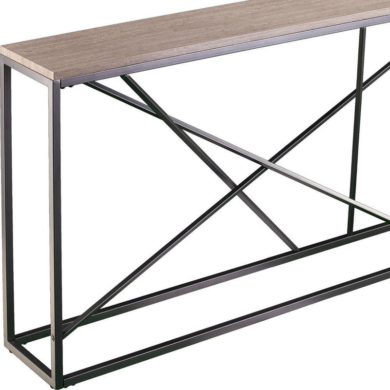Faux Stone Frame Console Table - Taupe / Gray
