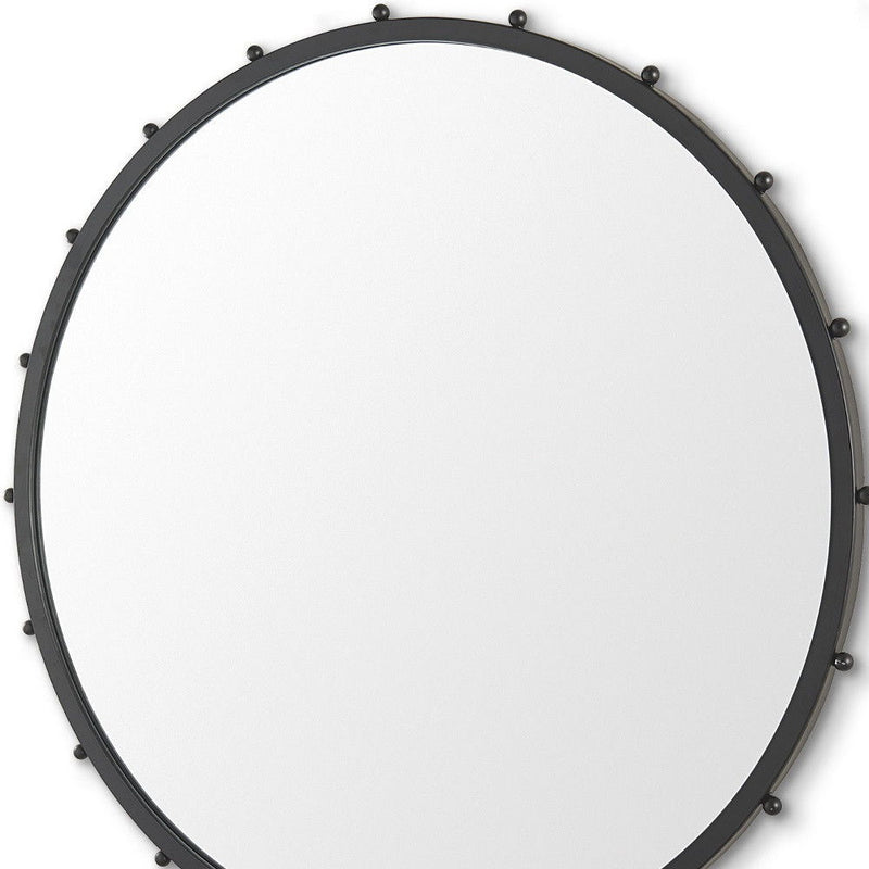 44" Round Metal Framed Accent Mirror - Black
