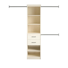 Load image into Gallery viewer, Kelly - 5 Shelf 2 Drawer Closet Organizer With 3 Adjustable Hanging Rods - Ivory
