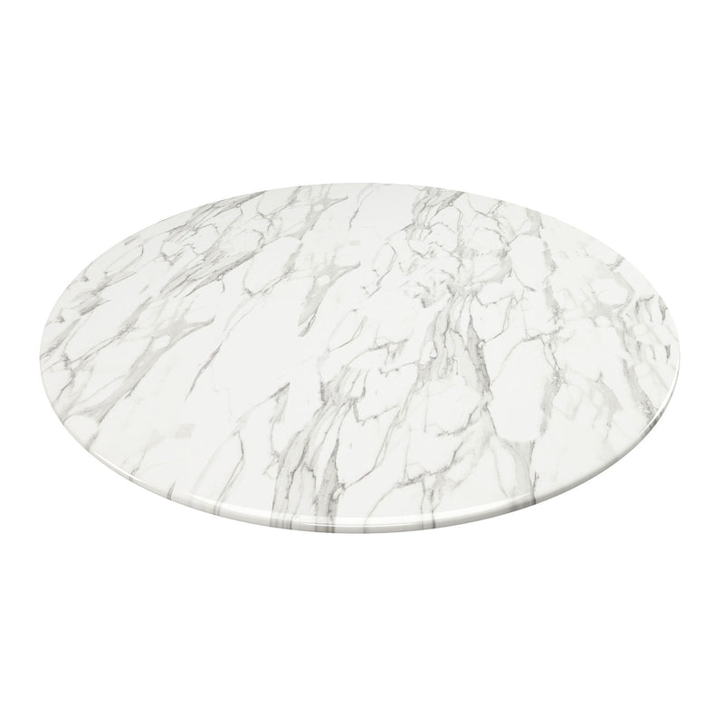 40" Rounded Marble And Metal Pedestal Base Dining Table - Gold