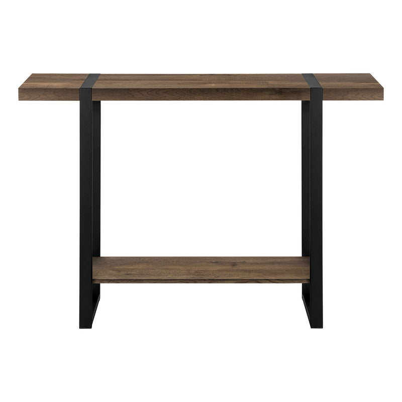 47" Wood And Metal Distressed Sled Console Table With Shelf - Black And Brown