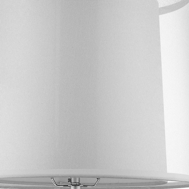 Metal Table Lamp With White Empire Shade - Silver