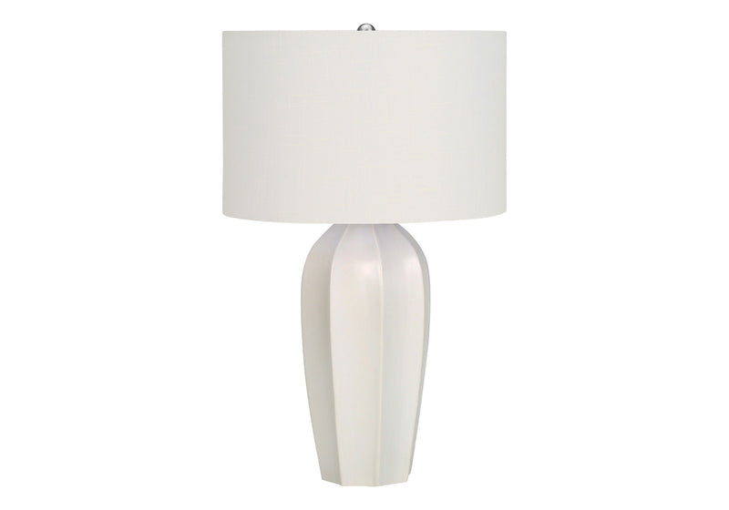 27" Ceramic Geometric Table Lamp With Drum Shade - Cream